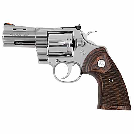 Colt Mfg PYTHONSP3WTS Python  38 Special 357 Mag 6 Shot 3 Stainless Recessed Target/Vent Rib Barrel, Cylinder  & Frame, Walnut w/Colt Medallion Grip