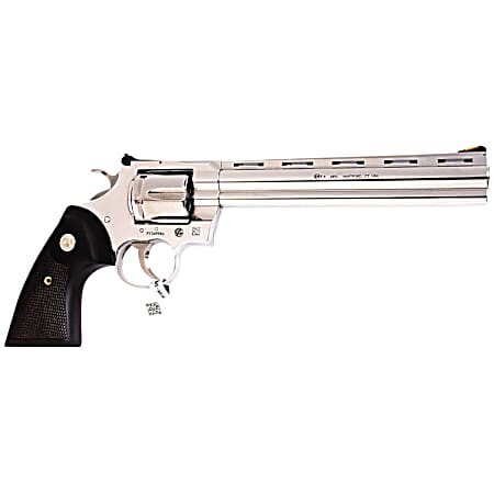 Colt Mfg PYTHONSP8WTS Python  357 Mag/38 Special 6 Shot 8 Polished Stainless Steel Vent Rib Barrel, Cylinder & Frame, Walnut w/Medallion Grip, Exposed Hammer