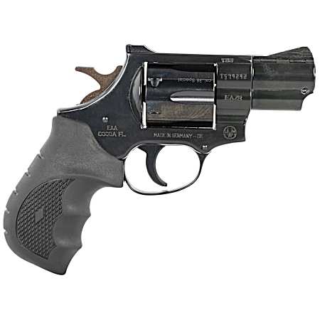 Weihrauch Guns 770125 Windicator  38 Special 6rd 2 Blued Steel Barrel & Cylinder, Compact Blued  Steel Frame w/Exposed Hammer, Ramp Front/Fixed Rear Sights, Finger Grooved Black Rubber Grip