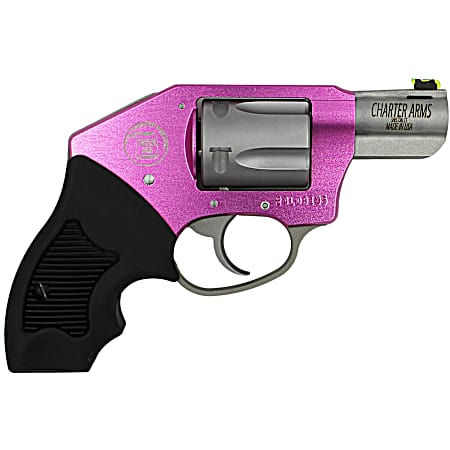 Charter Arms 53831 Undercover Lite Pink Lady Small 38 Special, 5 Shot 2 Stainless Steel Barrel & Cylinder, Pink Aluminum Frame w/Black Finger Grooved Rubber Grip, Concealed Hammer
