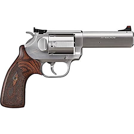 Kimber Mfg, Inc 3700621 K6S Target DA/SA 357 Mag 6 Shot 4 Brushed Stainless Steel Barrel & Cylinder, Brushed Stainless Stainless Steel Frame, Diamond Checkering Grip