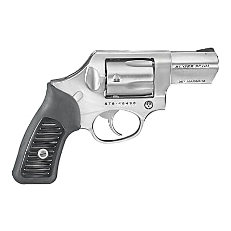Ruger 5720 SP101  357 Mag 5rd 2.25 Satin Stainless Steel Barrel, Cylinder & Frame, Black Rubber Grip, Transfer Bar Safety, Concealed Hammer