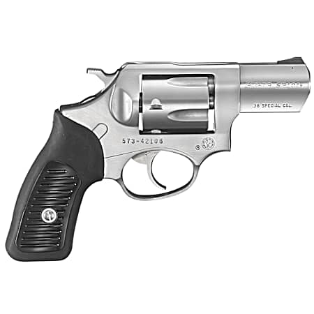 Ruger 5737 SP101  38 Special +P 5rd 2.25 Satin Stainless Steel Barrel, Cylinder & Frame, Black Rubber Grip, Transfer Bar Safety, Exposed Hammer