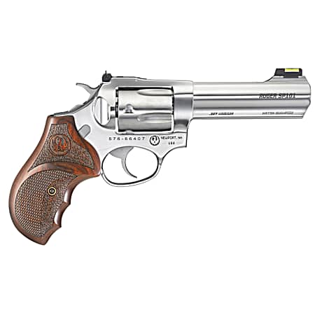 Ruger 5782 SP101 Match Champion 357 Mag  4.20 Barrel 5rd Triple-Locking Cylinder, Gloss Stainless Steel, Altamont Stippled/Checkered   Hardwood Grip, Transfer Bar Safety