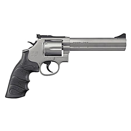 SAR USA SARSR38ST6 SAR SR  38 Special/357 Mag 6 Shot, 6 Stainless Steel Barrel, Cylinder & Frame w/Black Finger Groove Grip, Drop Safety/Hammer Block Safety, Exposed Hammer