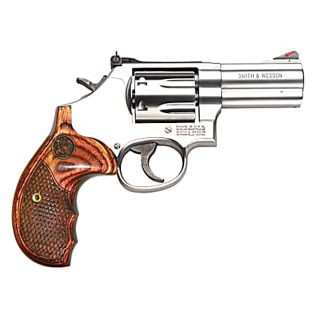Smith & Wesson 150713 Model 686 Plus Deluxe 357 Mag or 38 S&W Spl +P Stainless Steel 3 Barrel & 7rd Cylinder,  Satin Stainless Steel L-Frame, Textured Wood Grip, Internal Lock