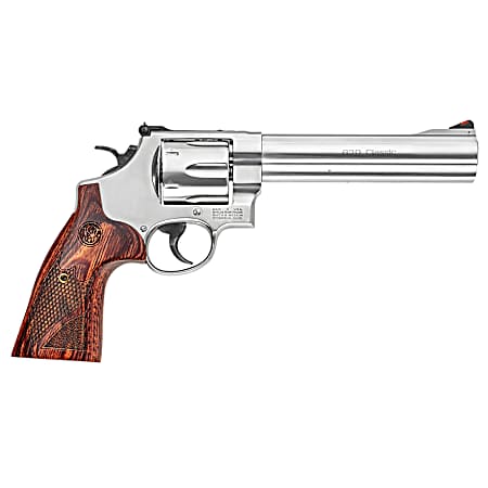 Smith & Wesson 150714 Model 629 Deluxe 44 Rem Mag or 44 S&W Spl Stainless Steel 6.50 Barrel & 6rd Cylinder, Satin Stainless Steel N-Frame, Textured Wood Grip