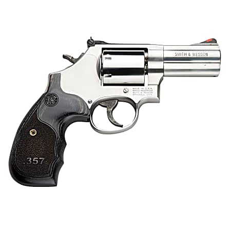 Smith & Wesson 150853 Model 686 Plus 357 Mag 7rd Shot 3 Satin Stainless Steel Barrel, Cylinder & Frame, Black/Silver Custom Wood Grip