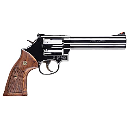 Smith & Wesson 150908 Model 586 Classic 357 Mag or 38 S&W Spl +P Blued Carbon Steel 6 Barrel, 6rd  Cylinder & Square Butt L-Frame, Wood Grip With S&W Medallions