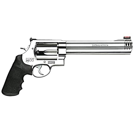 Smith & Wesson 163501 Model 500  X-Large 500 S&W Mag 5 Shot 8.38 Satin Compensated Barrel, Satin Cylinder, Satin Stainless Steel Frame, Black Finger Grooved Grip, Exposed Hammer