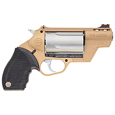 Taurus 2-441029FDE Judge Public Defender 45 Colt (LC)/410 Gauge 5rd 2.50 Flat Dark Earth Barrel & Frame Matte Stainless Cylinder Black Ribber Grip