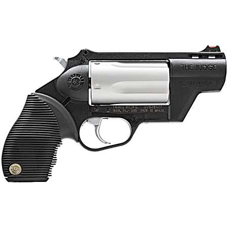 Taurus 2441029TCPLY Judge Public Defender 45 Colt (LC) Caliber or 2.50 410 Gauge 5 Shot 2.50 Black Finish Barrel, Matte Stainless Finish Cylinder, Black Finish Polymer Frame & Black Ribber Grip