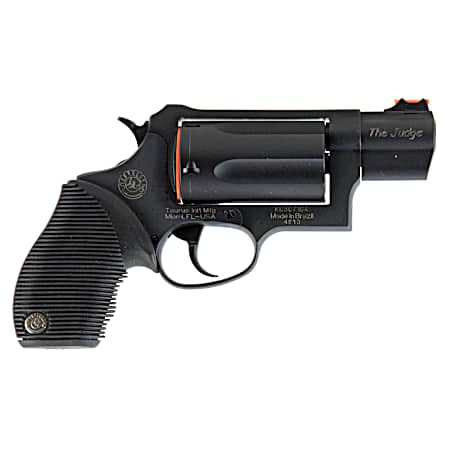 Taurus 2441031TC Judge Public Defender Small Frame 45 Colt (LC) 410 Bore 5rd 2 Matte Black Oxide Steel Barrel, Cylinder & Frame, Black Ribber Grip, Transfer Bar Safety, Exposed Hammer
