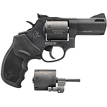 Taurus 2-692031 692  Medium 38 Special +P/357 Mag/9mm Luger 7 Shot 3 Matte Black Ported Barrel, Cylinder & Frame, Black Ribber Grip, Transfer Bar Safety, Exposed Hammer, 2 Cylinders