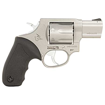 Taurus 2-817029 817  Medium 38 Special 7 Shot 2 Matte Stainless Steel Barrel, Cylinder & Frame, Black Rubber Grip, Exposed Hammer