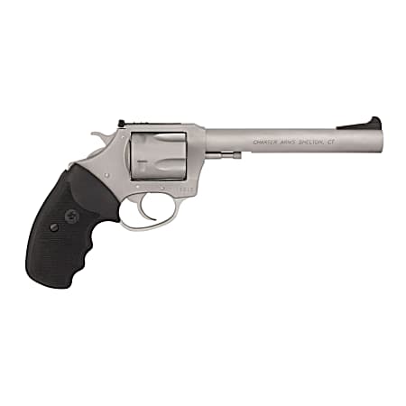 Charter Arms 73566 Mag Pug Target Extra Large 357 Mag, 6 Shot 6 Matte Stainless Steel Barrel, Cylinder & Frame w/Black Finger Grooved Rubber Grip