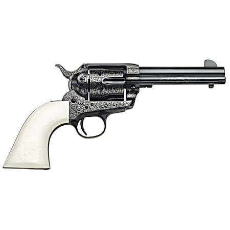 Taylors & Company 200056 1873 Cattleman Outlaw Legacy 45 Colt (LC) Caliber with 4.75 Barrel, 6rd Capacity Cylinder, Overall Blued Engraved Finish Steel & Ivory Synthetic Grip