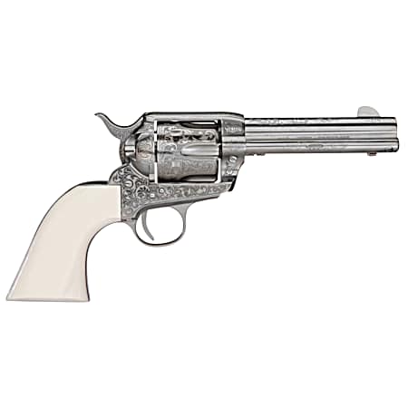 Taylors & Company 200057 1873 Cattleman Outlaw Legacy 45 Colt (LC) Caliber with 4.75 Barrel, 6rd Capacity Cylinder, Overall Nickel Engraved Finish Steel & Ivory Synthetic Grip