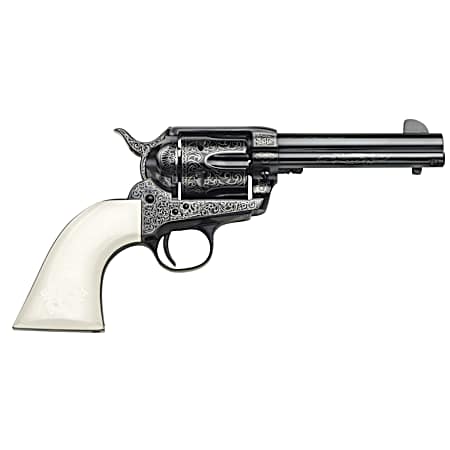 Taylors & Company 200059 1873 Cattleman Outlaw Legacy 357 Mag Caliber with 4.75 Barrel, 6rd Capacity Cylinder, Overall Blued Engraved Finish Steel & Ivory Synthetic Grip