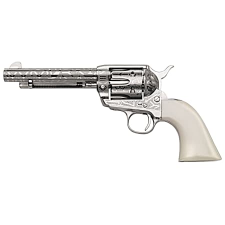 Taylors & Company 200060 1873 Cattle Brand 357 Mag Caliber with 5.50  Barrel, 6rd Capacity Cylinder, Overall Nickel-Plated Engraved Finish Steel & Ivory Synthetic Grip