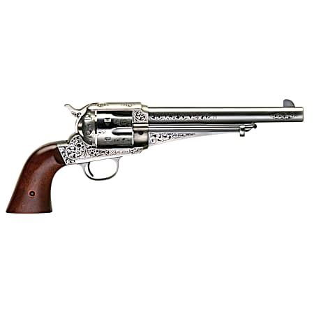 Taylors & Company 550382 1875 Army Outlaw 357 Mag Caliber with 7.50 Barrel, 6rd Capacity Cylinder, Overall White Engraved Finish Steel & Walnut Grip
