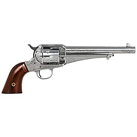 Taylors & Company 550389 1875 Army Outlaw 45 Colt (LC) Caliber with 7.50 Barrel, 6rd Capacity Cylinder, Overall White Engraved Finish Steel & Walnut Grip