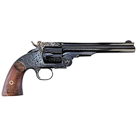 Taylors & Company 550644 Top Break Schofield 45 Colt (LC) 6rd 7 Blued Engraved Steel Walnut Grip