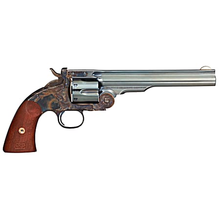 Taylors & Company 550651 Schofield Top Break 44-40 Win Caliber with 7 Charcoal Blued Finish Barrel, 6rd Capacity Charcoal Blued Finish Cylinder, Color Case Hardened Finish Steel Frame & Walnut Grip