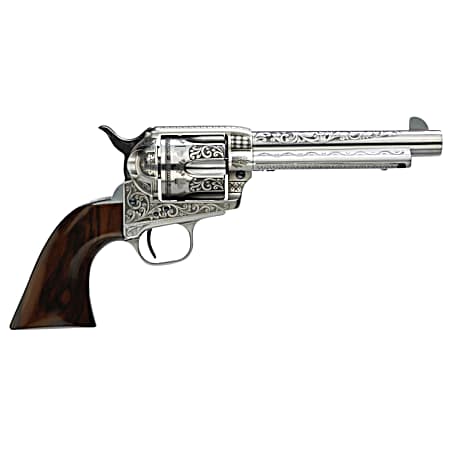 Taylors & Company 550898 1873 Cattleman 45 Colt (LC) Caliber with 5.50 Barrel, 6rd Capacity Cylinder, Overall White Photo Engraved Finish Steel & Walnut Grip