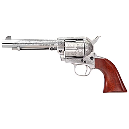 Taylors & Company 550929 1873 Cattleman 357 Mag Caliber with 5.50 Barrel, 6rd Capacity Cylinder, Overall White Floral Engraved Finish Steel & Walnut Grip
