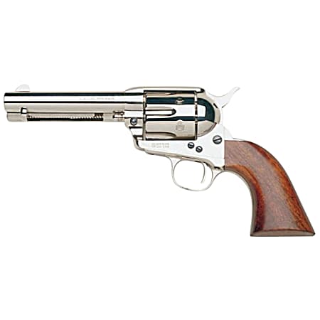Taylors & Company 555124 1873 Cattleman 357 Mag Caliber with 4.75 Barrel, 6rd Capacity Cylinder, Overall Nickel-Plated Finish Steel & Walnut Grip