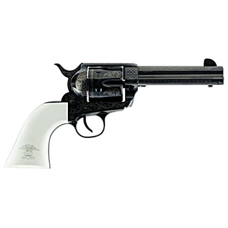 Traditions SAT73122LIB 1873 Liberty 45 Colt (LC) 6rd 4.75 Blued Engraved Steel White PVC Grip