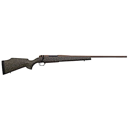 Weatherby MWL01N65RWR6B Mark V Weathermark LT 6.5 Wthby RPM 4+1 24 Barrel/Rec. w/Flat Dark Earth Cerakote Finish, Flat Dark Earth Speckled Green Fixed Monte Carlo Fiberglass Stock