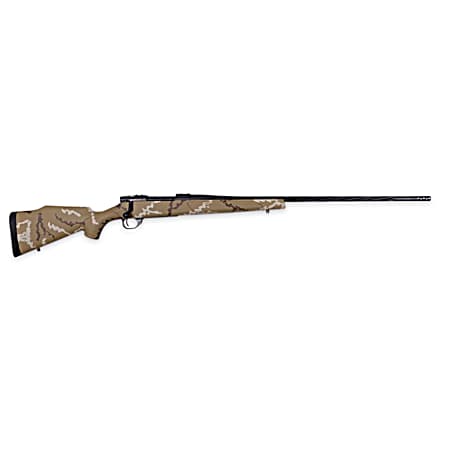 Weatherby VHH65PPR6B Vanguard Outfitter Full Size 6.5 PRC 3+1 24 Black Cerakote #2 Contour Threaded Barrel & Drilled & Tapped Steel Receiver, Tan w/Brown & White Sponge Synthetic Stock