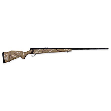 Weatherby VHH7MMPR6B Vanguard Outfitter Full Size 7mm PRC 3+1 26 Black Cerakote #2 Fluted/Threaded Barrel & Drilled & Tapped Steel Receiver, Tan w/Brown & White Sponge Monte Carlo Synthetic Stock