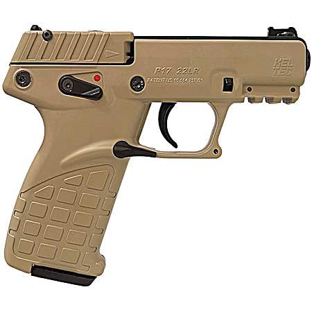Kel-Tec P17DS P17  Compact Frame 22 LR 16+1 3.80 Black Steel Threaded Barrel, Desert Tan Serrated Slide Desert Tan Polymer Frame w/Picatinny Rail, Textured Grip Ambidextrous