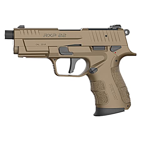 Retay USA RXP22FDE10TH RXP  22 LR 10+1 4 Black Threaded Barrel, Flat Dark Earth Cerakote RMR/RMSc Optic Ready/Serrated Slide, Flat Dark Earth Cerakote Polymer Frame w/Accessory Rail, Textured Grip