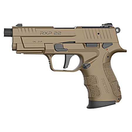Retay USA RXP22FDE13TH RXP  22 LR 13+1 4 Black Threaded Barrel, Flat Dark Earth Cerakote RMR/RMSc Optic Ready/Serrated Slide, Flat Dark Earth Cerakote Polymer Frame w/Accessory Rail, Textured Grip