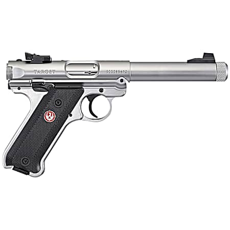 Ruger 40126 Mark IV Target 22 LR 10+1 5.50 Satin Threaded Bull Barrel, Drilled & Tapped Receiver, Satin Stainless Steel Frame, Black Checkered Polymer Grip, Right Hand