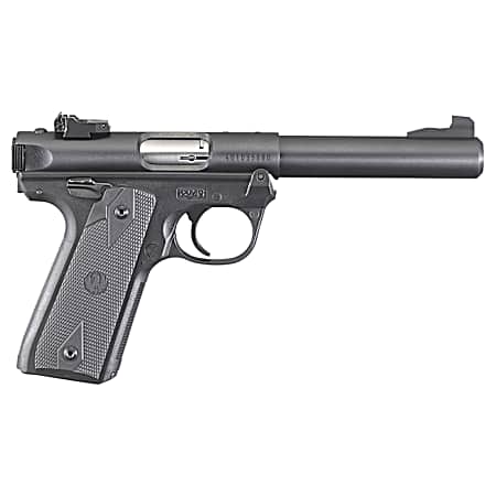 Ruger  Mark IV 22/45 22 LR 10+1, 5.50 Stainless Bull Barrel, Blued Drilled & Tapped Steel Receiver & Polymer Frame,  Black Checkered Polymer Grip Ambidextrous