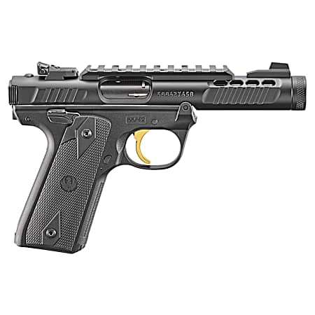 Ruger 43956 Mark IV 22/45 Lite 22 LR 10+1 4.40 Stainless Threaded Barrel, Black Anodized Serrated Slide w/Picatinny, Black Anodized Polymer Frame, Black Checkered 1911-Style Grip