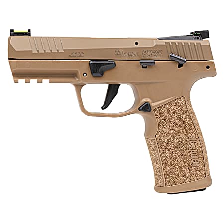 Sig Sauer 322CCAS P322  Compact Frame 22 LR 20+1 4 Black Threaded Barrel, Coyote Tan Cerakote Optic Ready/Serrated Slide, Coyote Tan Polymer/SS Frame w/Picatinny Rail, Polymer Grip, Ambidextrous