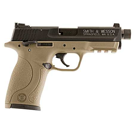 Smith & Wesson 10242 M&P  Compact Frame 22 LR 10+1 3.60 Black Steel Threaded Barrel & Serrated Slide, Flat Dark Earth Cerakote Polymer Frame w/Picatinny Rail, Ambidextrous