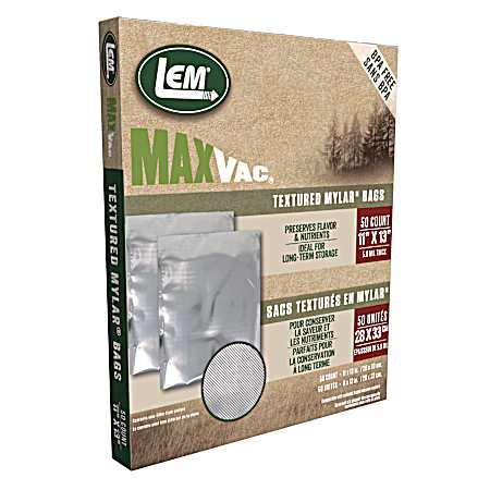 Max Vac Textured Mylar Vacuum Seal Bags - 50 Ct
