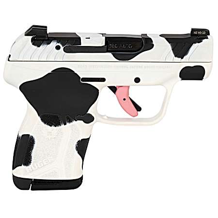 Ruger 228134 LCP Max Compact Frame 380 Auto 10+1 2.80 Black Steel Barrel, Cow Print Cerakote Serrated Steel Slide, Polymer Frame Cow Print w/Textured Grip