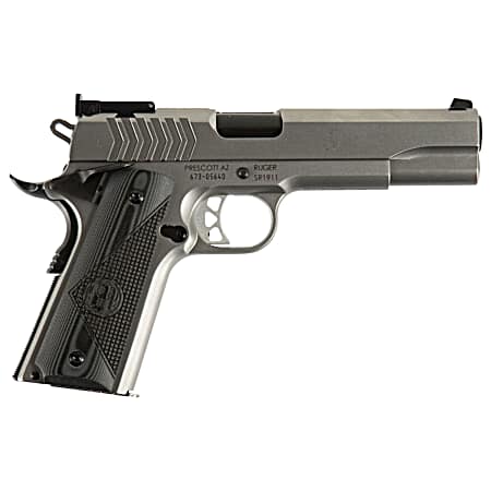 Ruger 6759 SR1911 Target 9mm Luger 9+1 5 Black Steel Barrel, Low-Glare Stainless Steel Serrated Slide, Low-Glare Stainless Steel Frame w/Beavertail, Deluxe Checkered G10 Grip, Right Hand