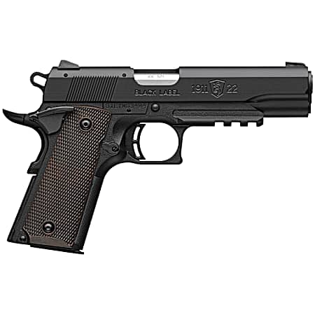 Browning 051065490 1911 Black Label Full Size Frame 22 LR 10+1 4.25 Stainless Steel Barrel, Matte Black Serrated Slide, Matte Black Polymer Frame w/Picatinny Rail, Brown Composite Grip