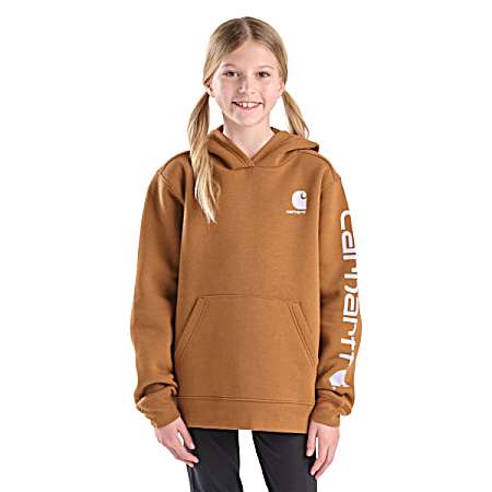 Little Girls' Brown Logo Graphic Sweatshirt