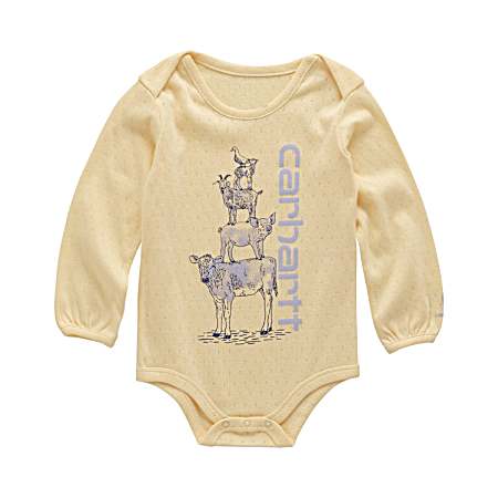 Infant Girls' Double Cream Animal Stack Long Sleeve Bodysuit
