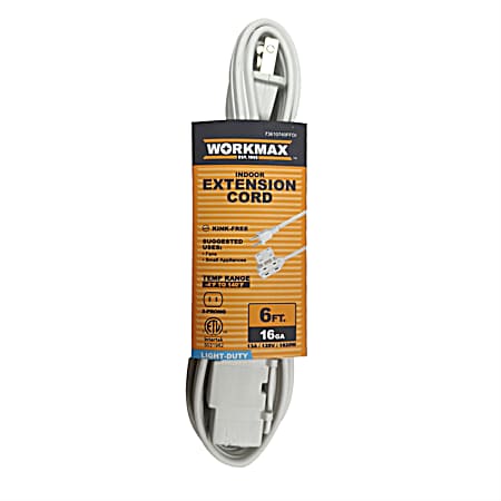 6 ft 16/2  Light-Duty Indoor White 3 Tap  Extension Cord